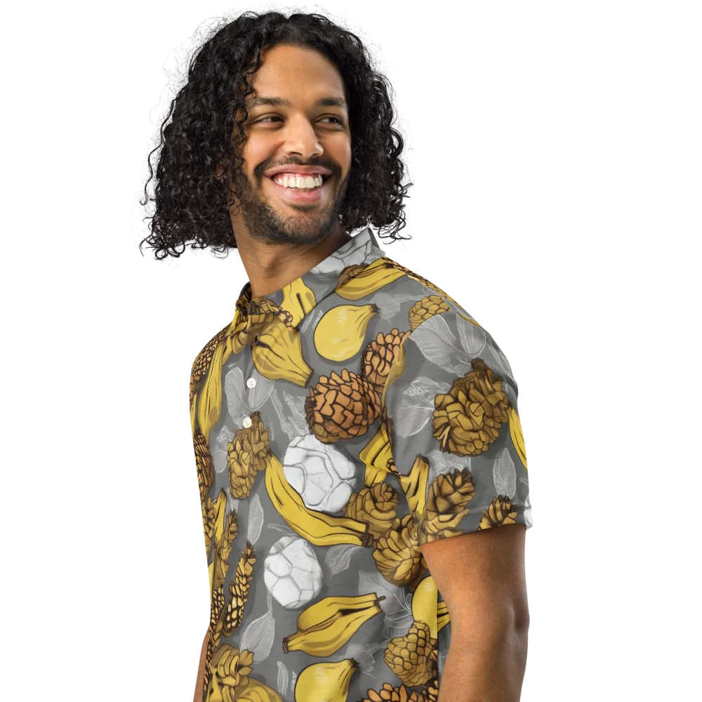 Banana Pinecone on Men's Slim Fit Polo Shirt — Left Front