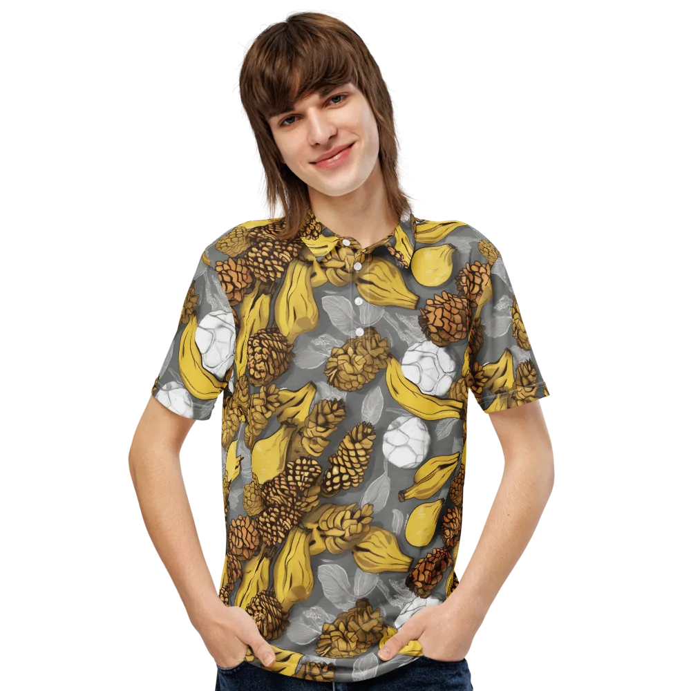 Banana Pinecone on Men's Slim Fit Polo Shirt — Front
