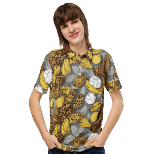 Banana Pinecone on a Men's Slim Fit Polo Shirt