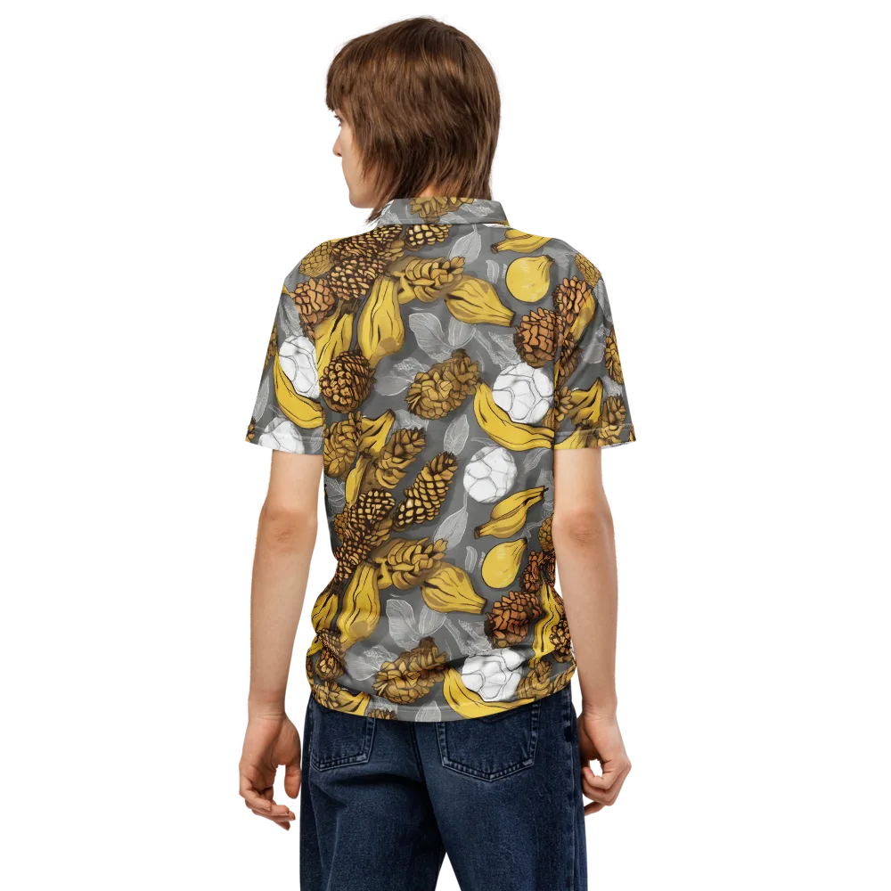 Banana Pinecone on Men's Slim Fit Polo Shirt — Back