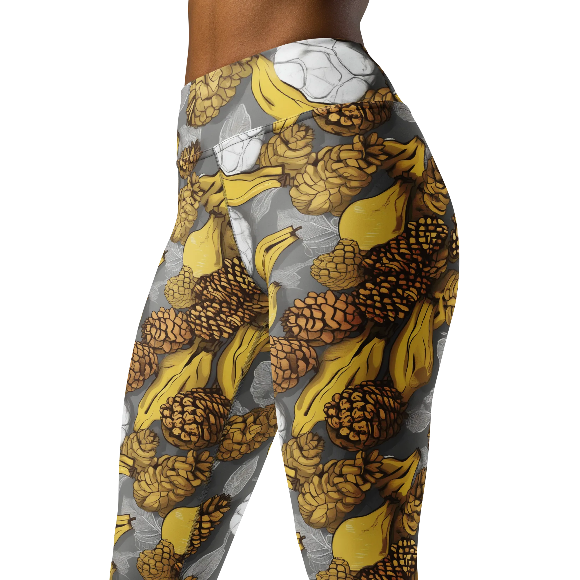 Banana Pinecone on Yoga Leggings — Left Front