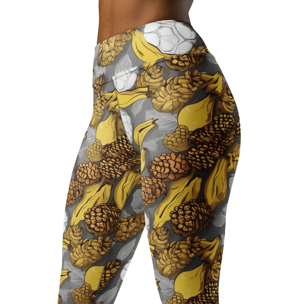Banana Pinecone on Yoga Leggings — Left Front