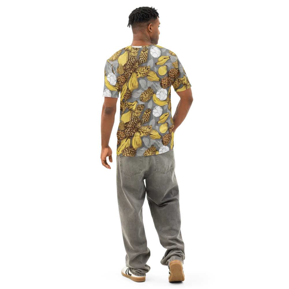 Banana Pinecone on Men's Cotton Crew Neck T-Shirt — Back