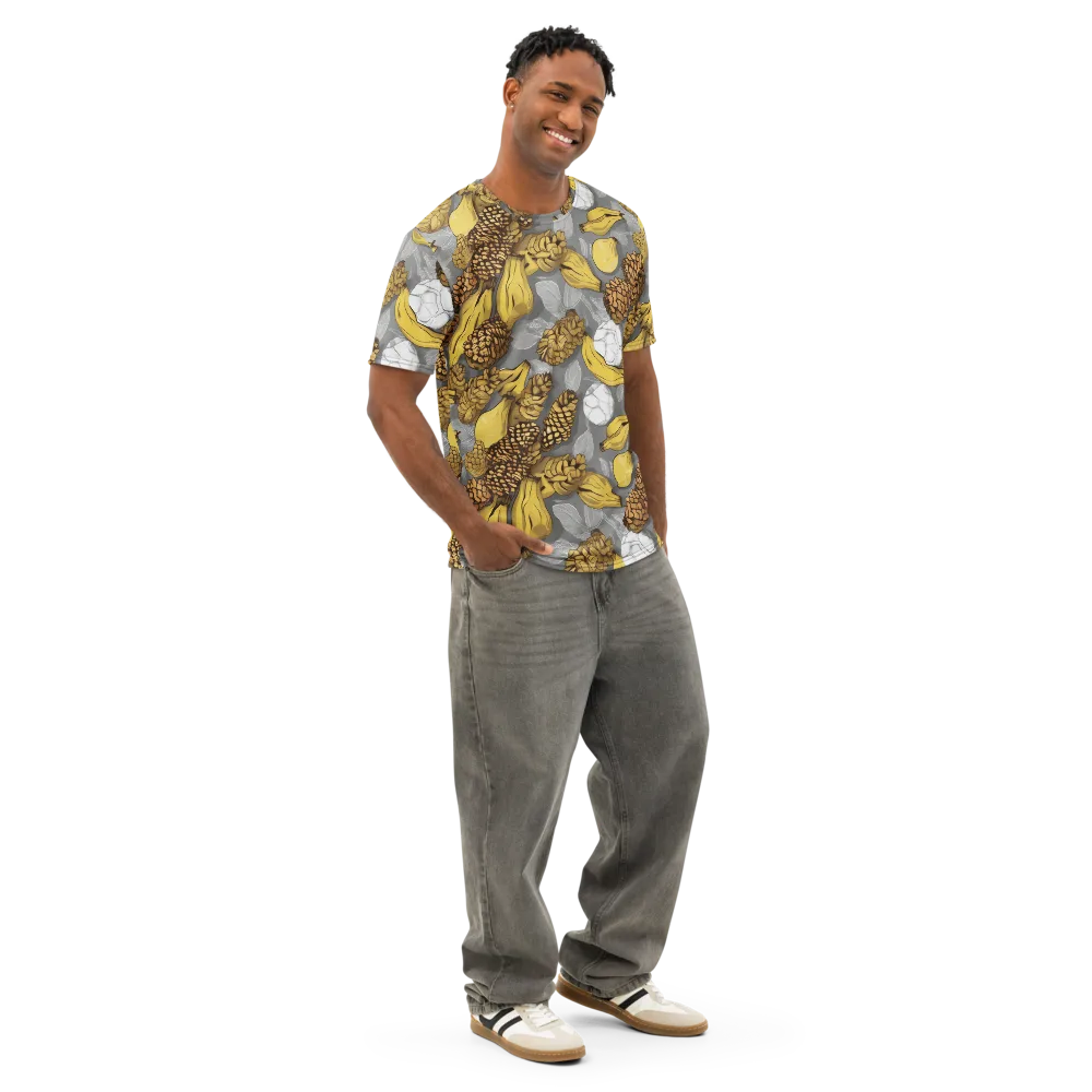 Banana Pinecone on Men's Cotton Crew Neck T-Shirt — Right Front