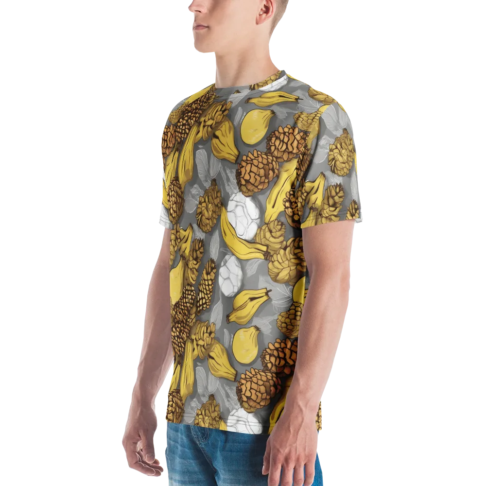Banana Pinecone on Men's Crew Neck T-Shirt — Left