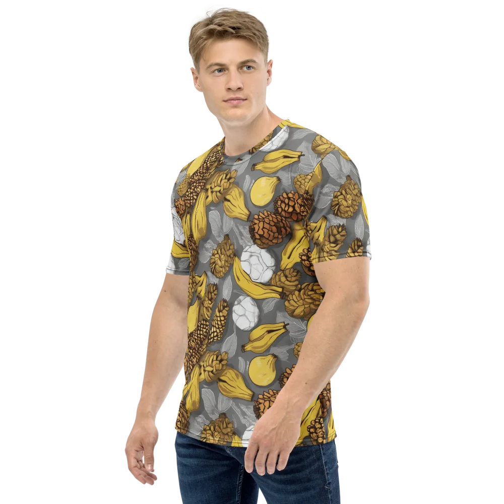Banana Pinecone on Men's Crew Neck T-Shirt — Left