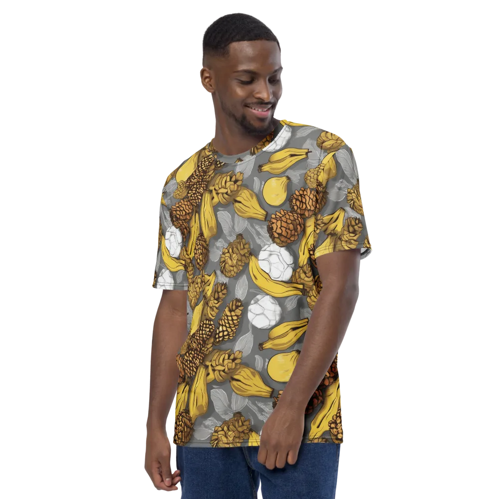 Banana Pinecone on Men's Crew Neck T-Shirt — Left