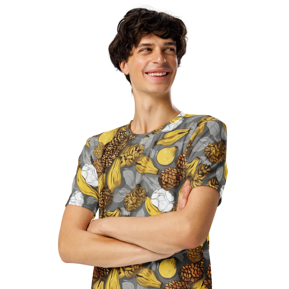 Banana Pinecone on Men's Crew Neck T-Shirt — Left Front