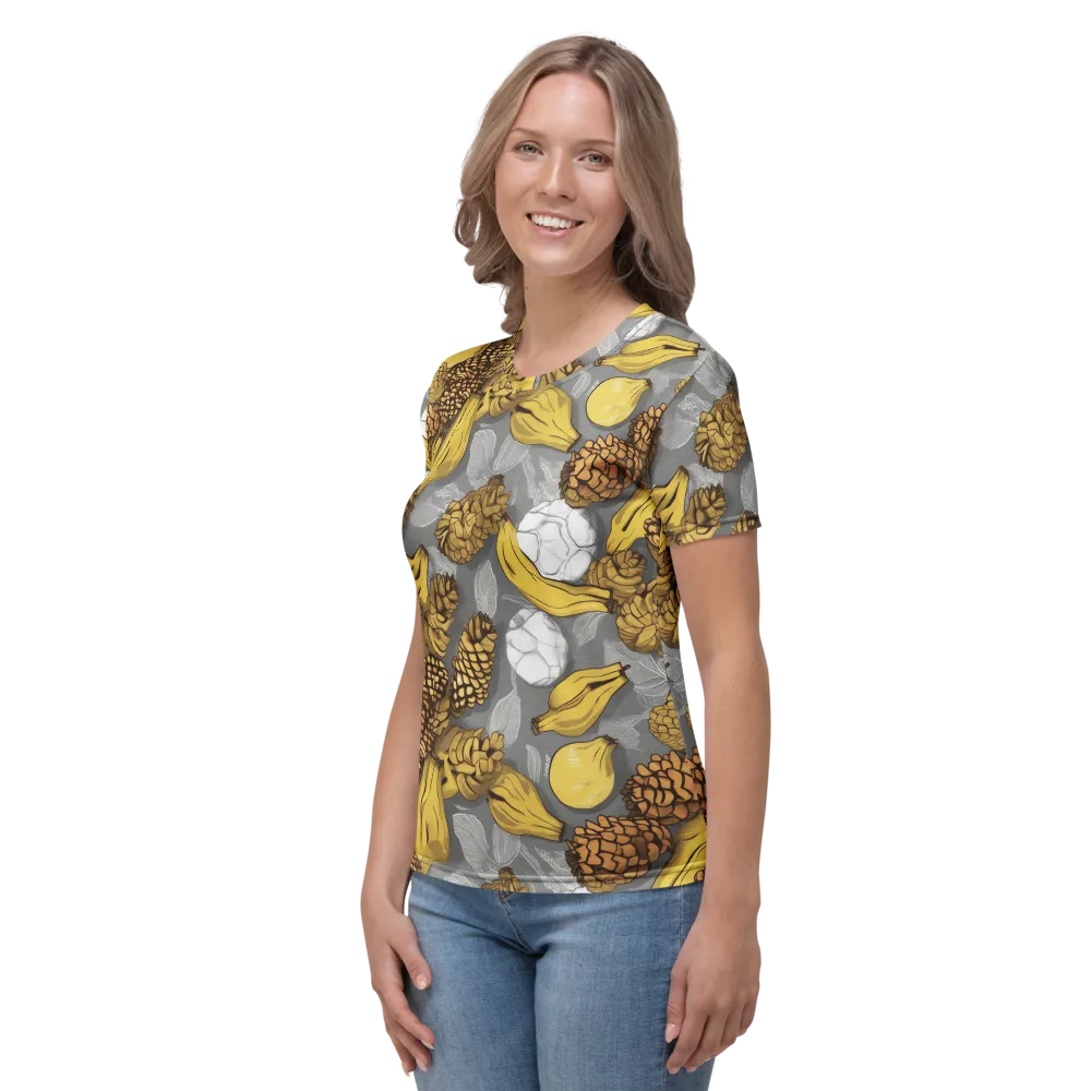 Banana Pinecone on Women's Crew Neck T-Shirt — Left