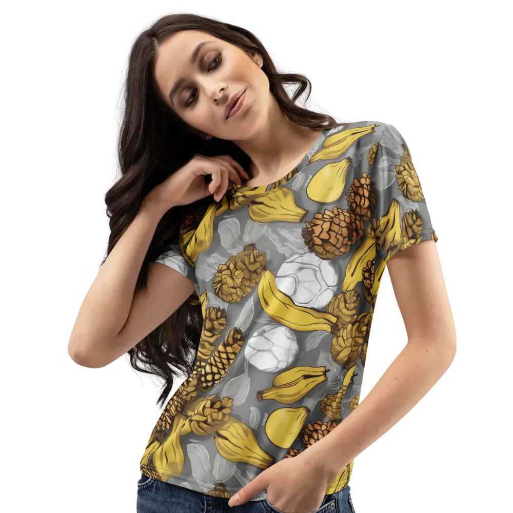 Banana Pinecone on Women's Crew Neck T-Shirt — Left Front