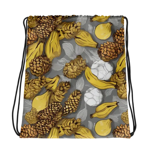 Banana Pinecone on a Drawstring Bag