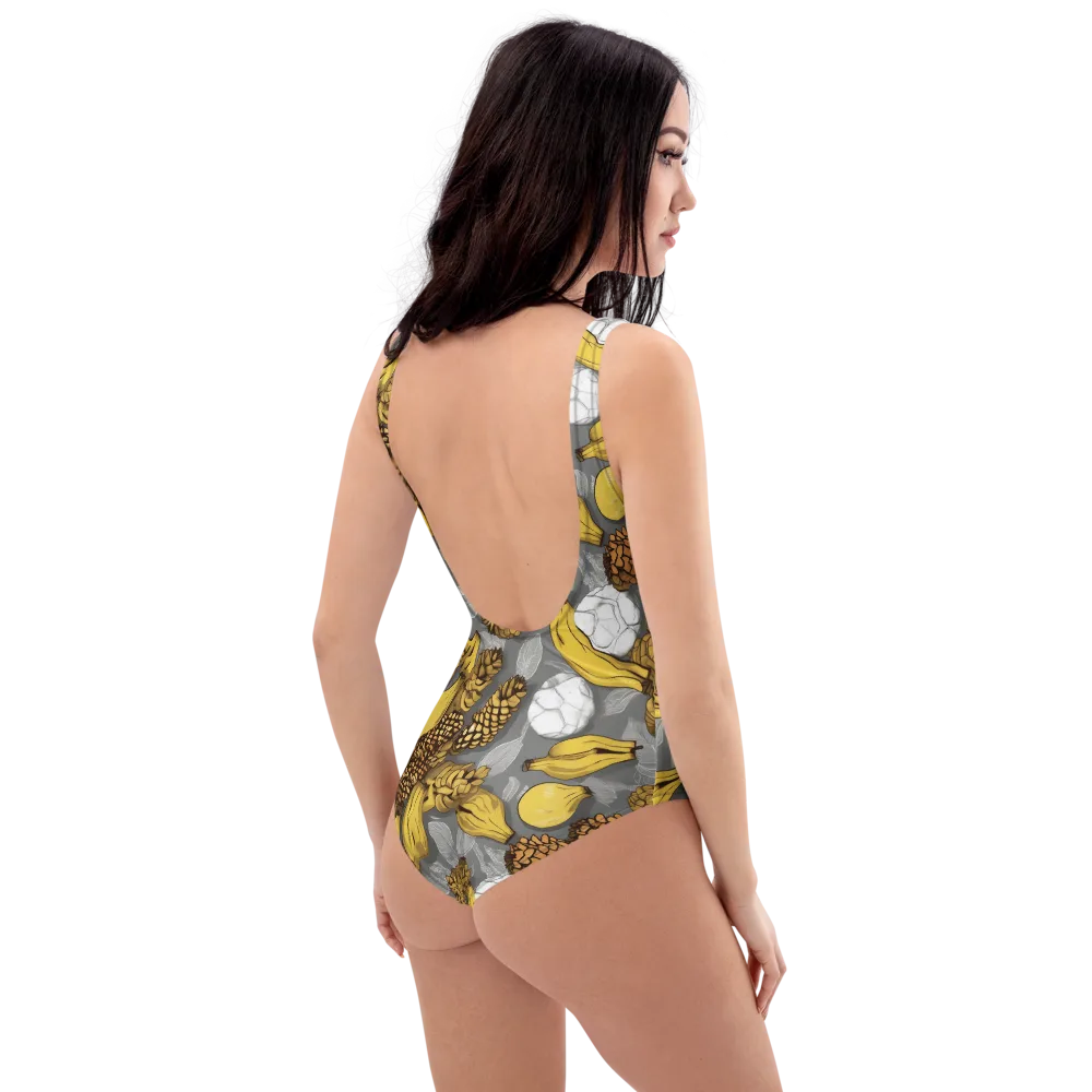 Banana Pinecone on One-Piece Swimsuit — Right Back