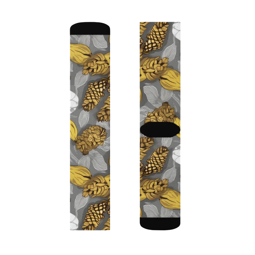 Banana Pinecone on Socks — Left Sock