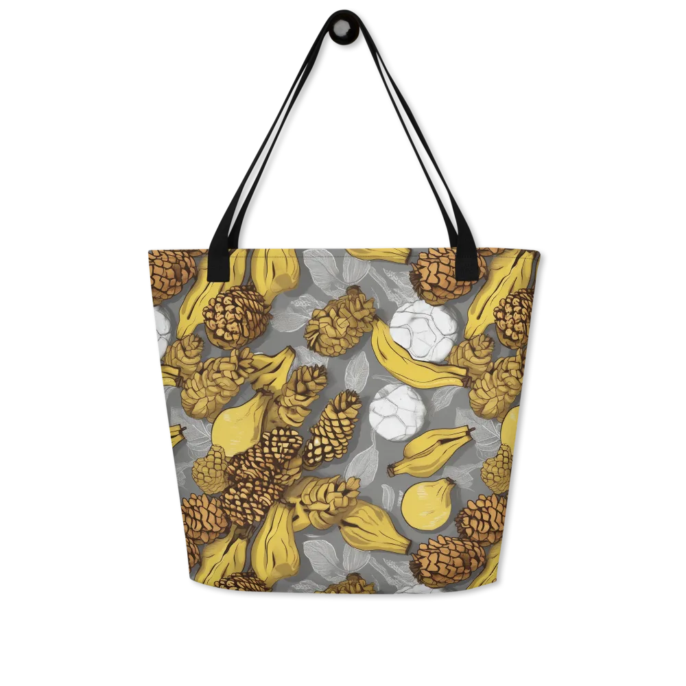 Banana Pinecone on Large Tote Bag W/ Pocket — Front