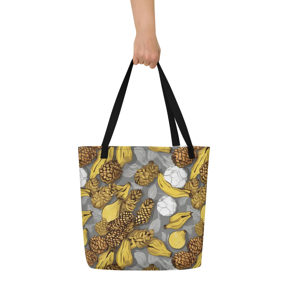 Banana Pinecone on Large Tote Bag W/ Pocket — Front
