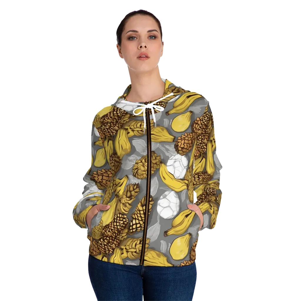 Banana Pinecone on Women's Full-Zip Hoodie — Front On Person
