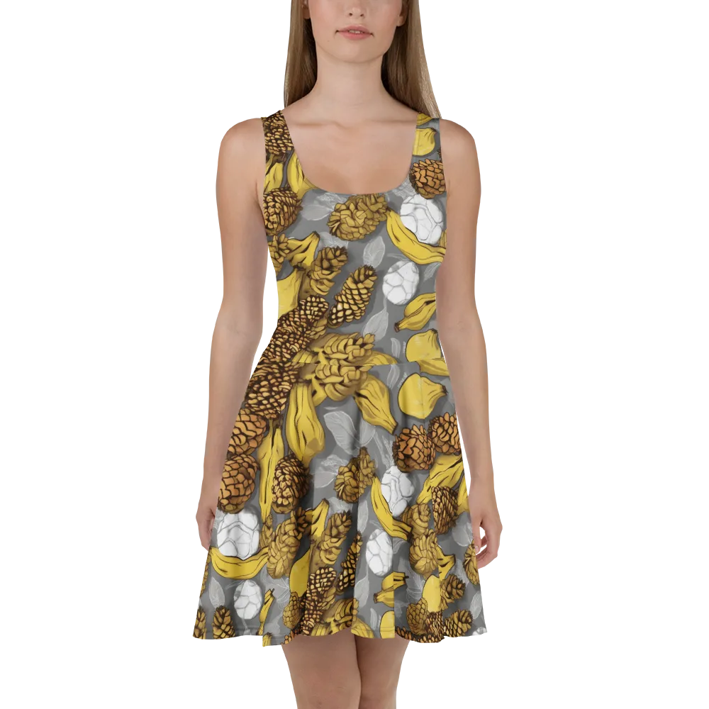 Banana Pinecone on Skater Dress — Front