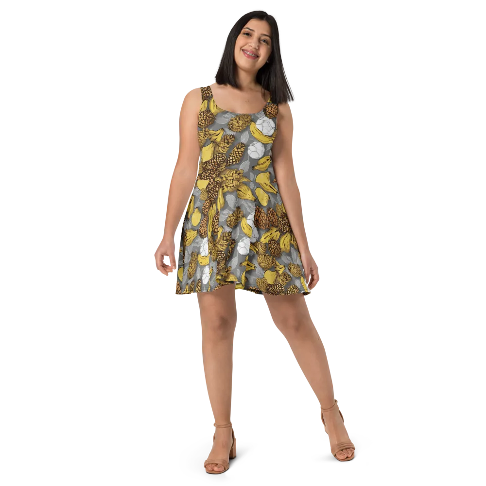 Banana Pinecone on Skater Dress — Front