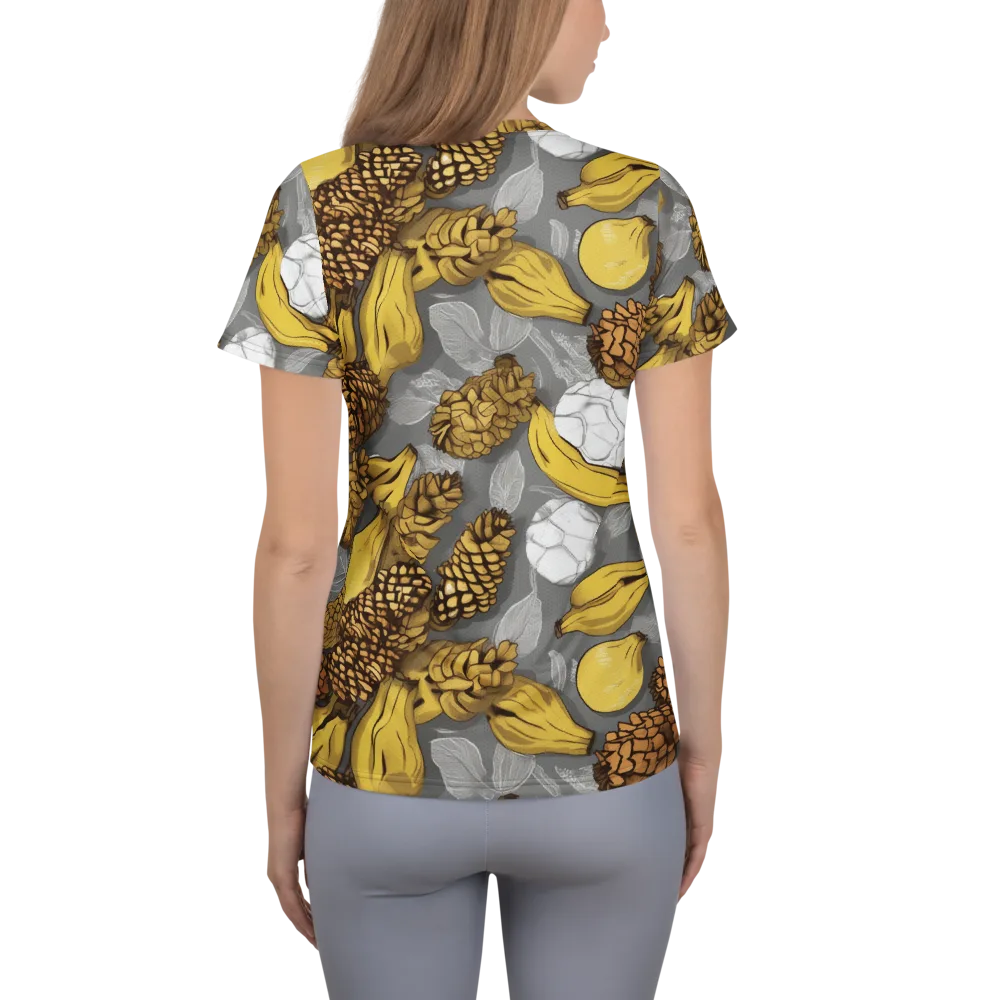 Banana Pinecone on Women's Athletic T-Shirt — Back