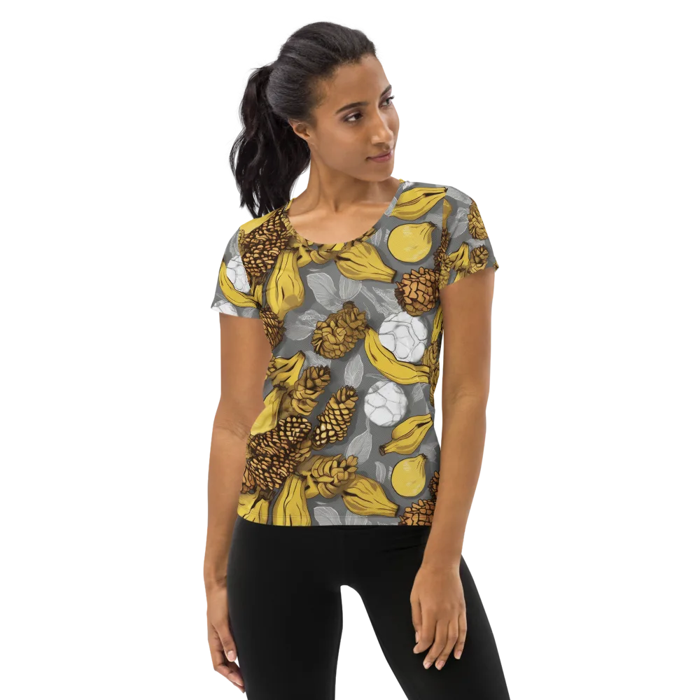 Banana Pinecone on Women's Athletic T-Shirt — Front