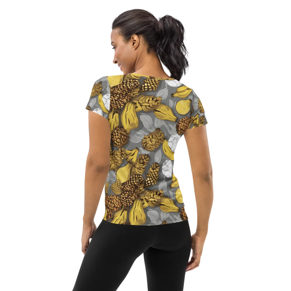 Banana Pinecone on Women's Athletic T-Shirt — Back