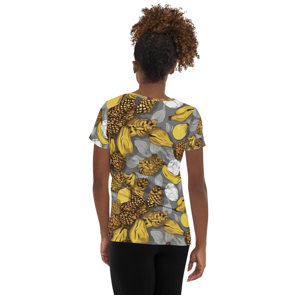 Banana Pinecone on Women's Athletic T-Shirt — Back