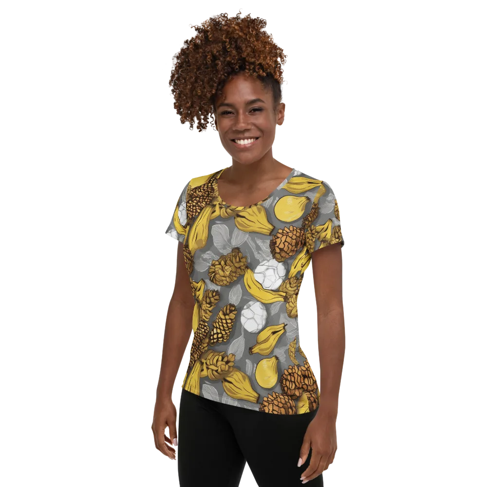 Banana Pinecone on Women's Athletic T-Shirt — Left