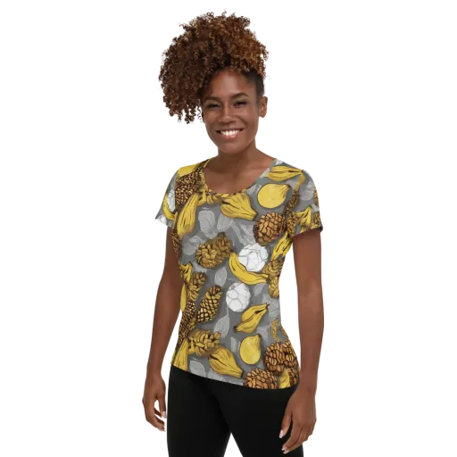 Banana Pinecone on a Women's Athletic T-Shirt