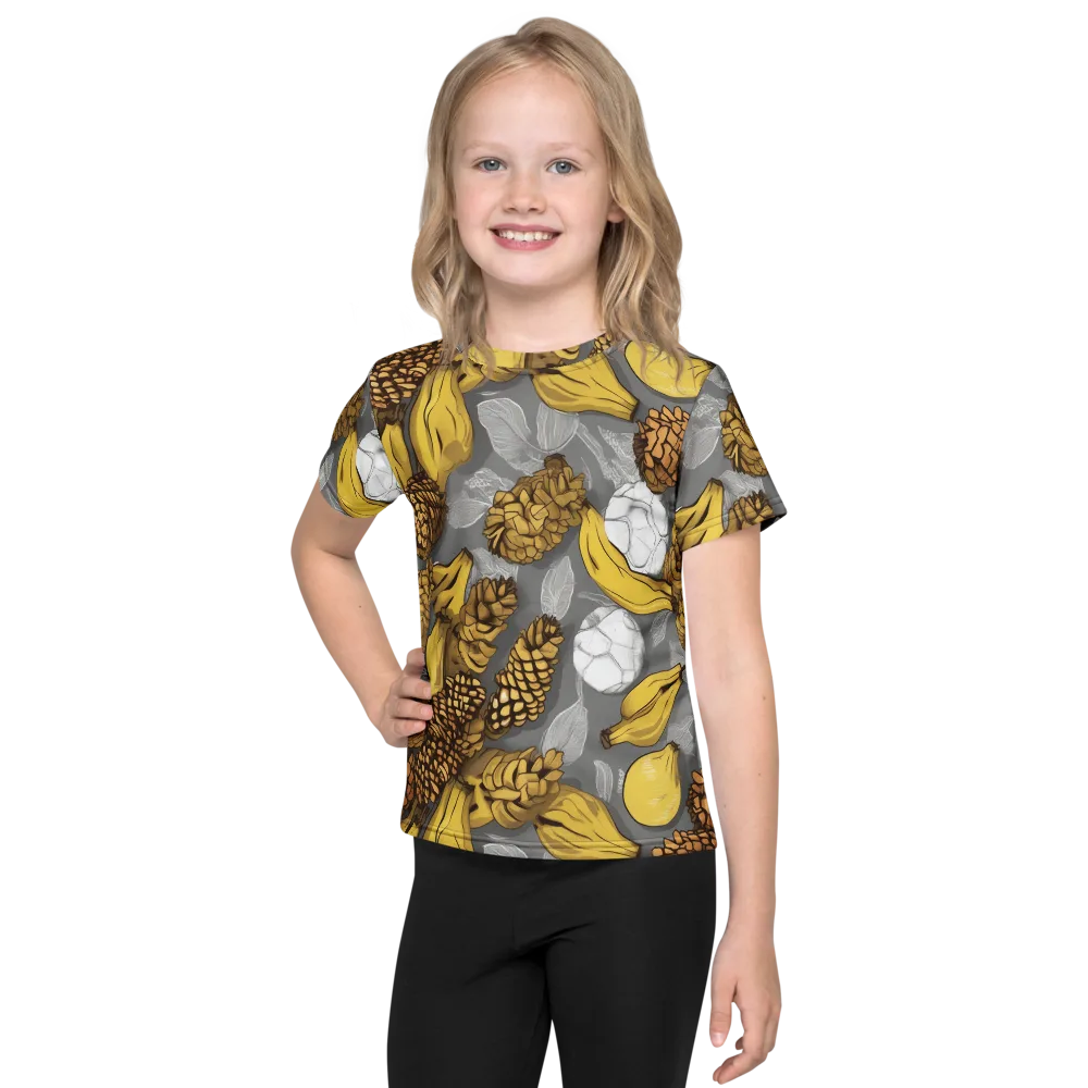 Banana Pinecone on Kids Crew Neck T-Shirt — Front