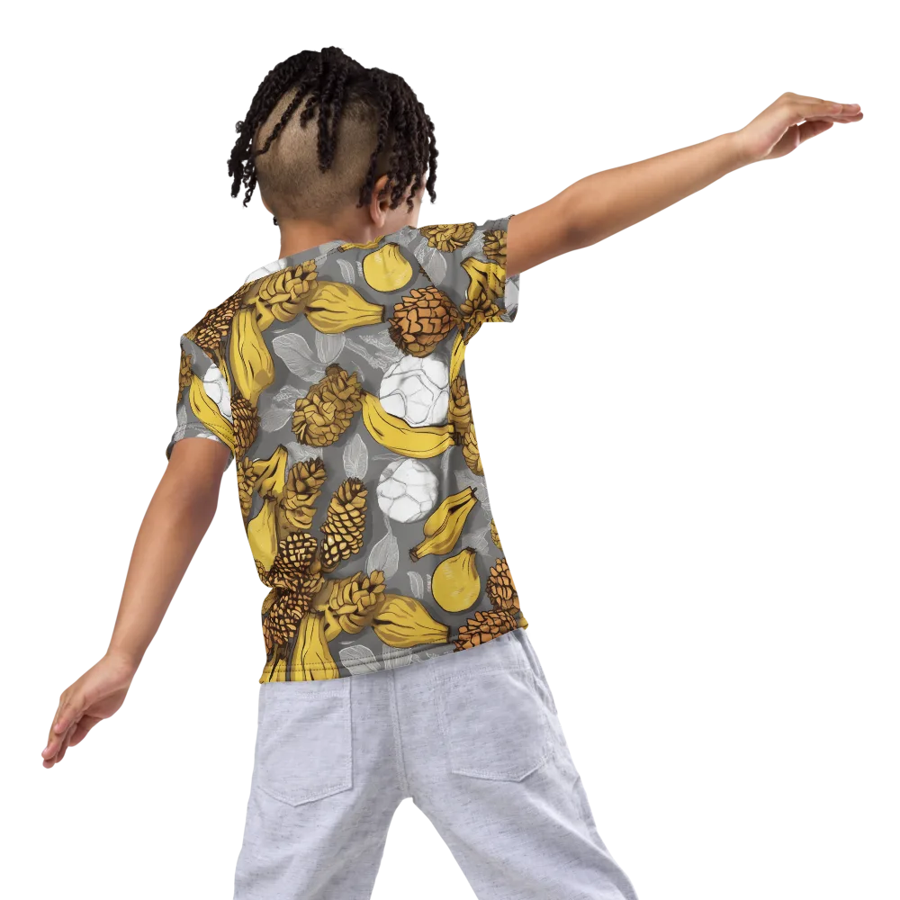 Banana Pinecone on Kids Crew Neck T-Shirt — Back