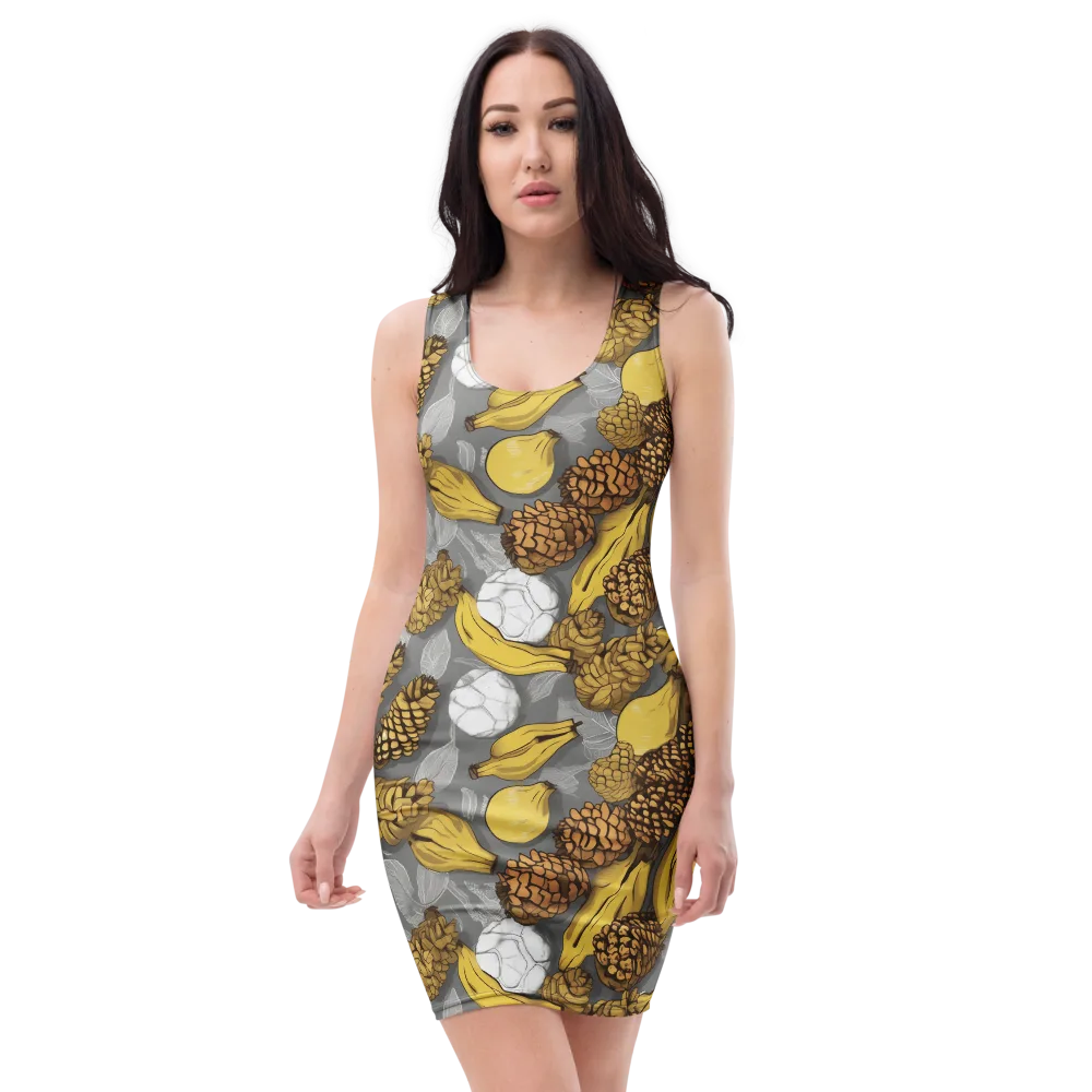 Banana Pinecone on Bodycon Dress — Front