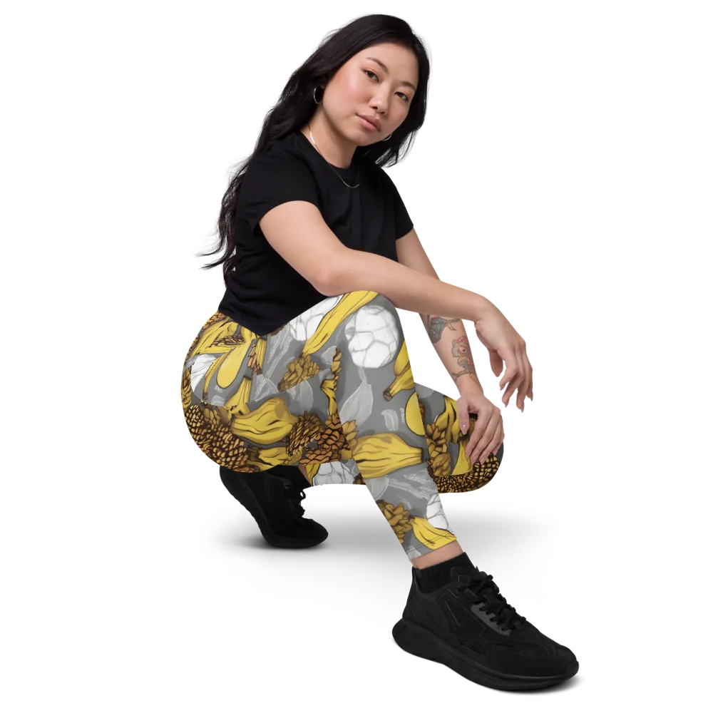 Banana Pinecone on Leggings with Pockets — Right Front