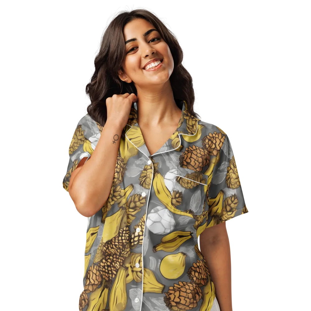 Banana Pinecone on Women's Short Sleeve Pajama Top — Front