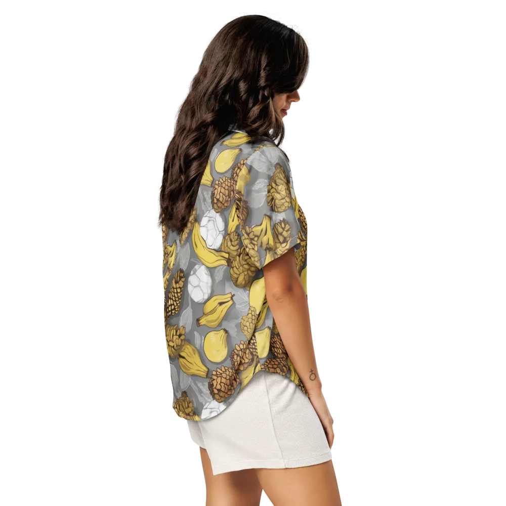 Banana Pinecone on Women's Short Sleeve Pajama Top — Right Back
