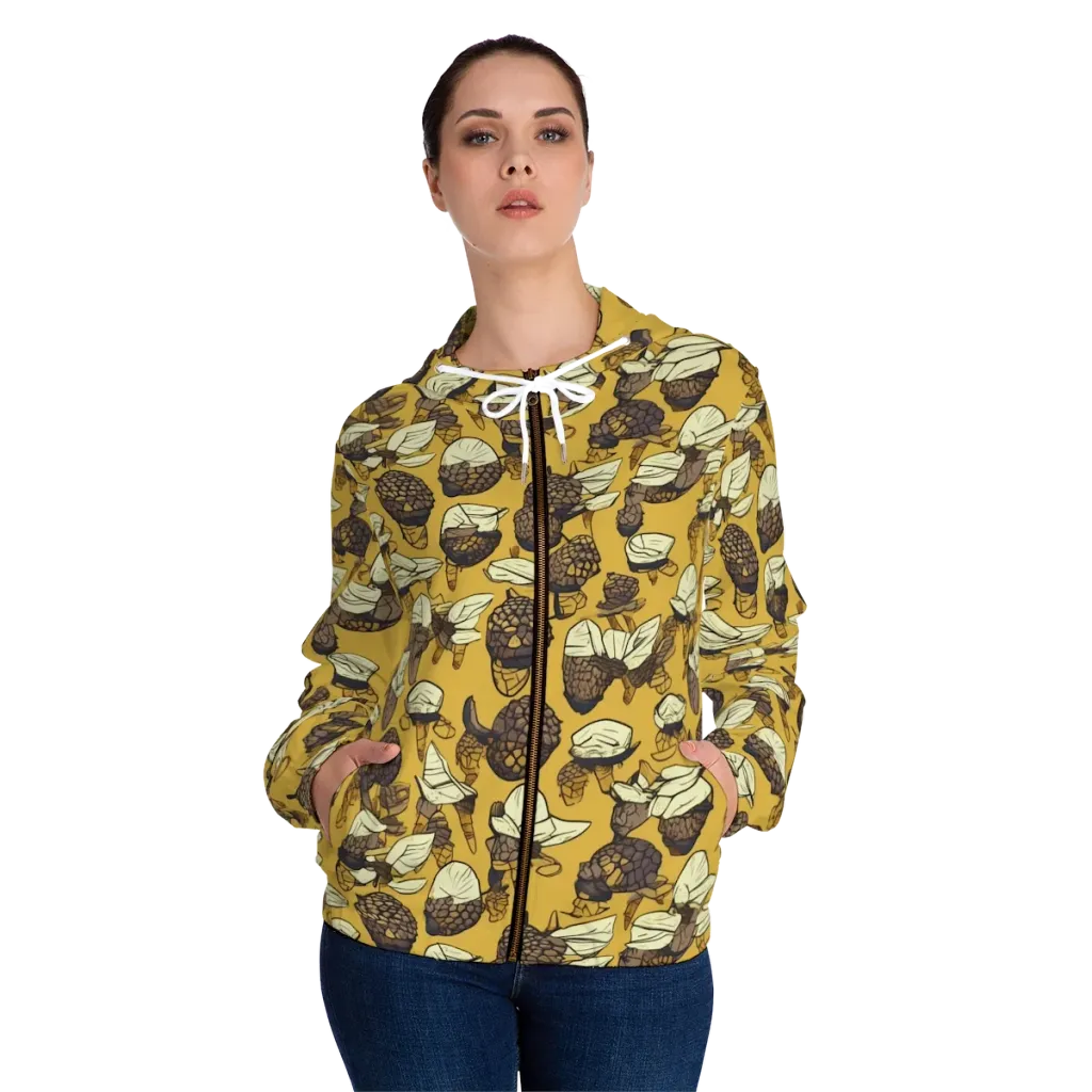 Moth Market on Women's Full-Zip Hoodie — Front On Person