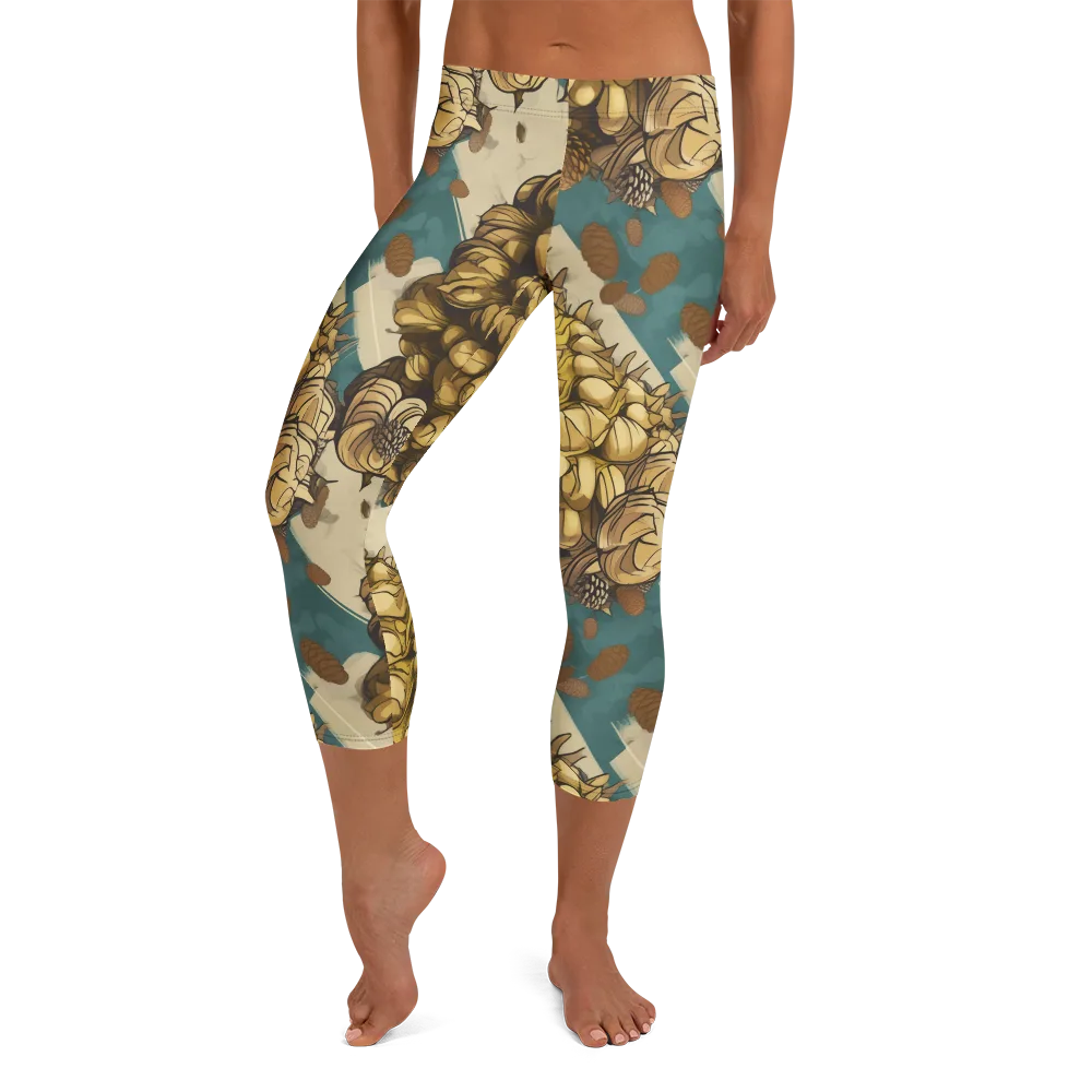 Golden Cone Garden on Capri Leggings — Front