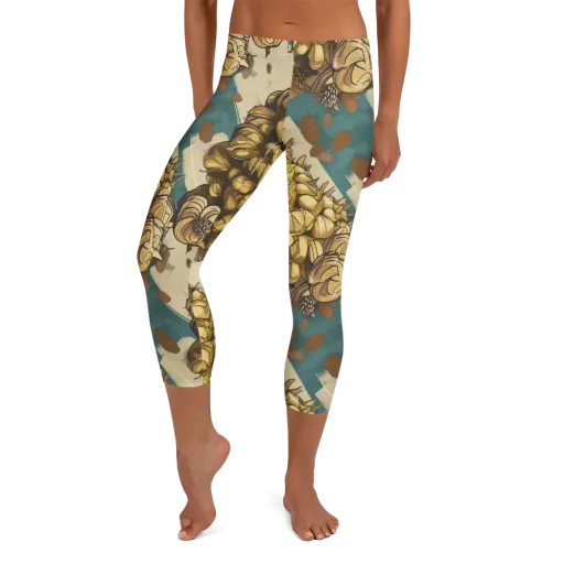 Golden Cone Garden on a Capri Leggings