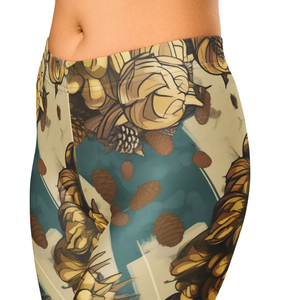 Golden Cone Garden on Capri Leggings — Zoomed-in
