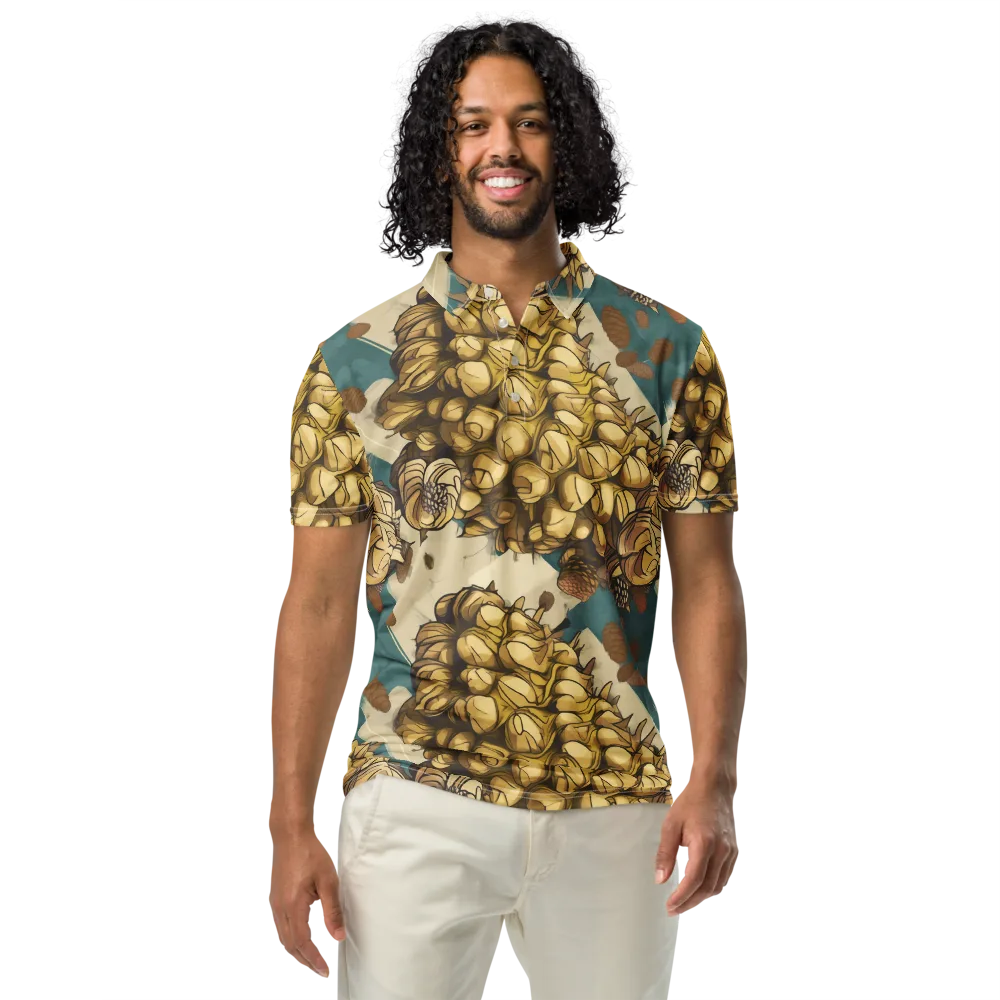 Golden Cone Garden on Men's Slim Fit Polo Shirt — Front