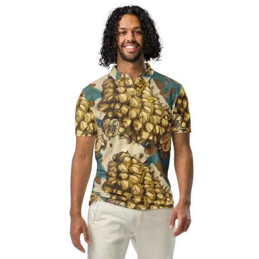 Golden Cone Garden on a Men's Slim Fit Polo Shirt