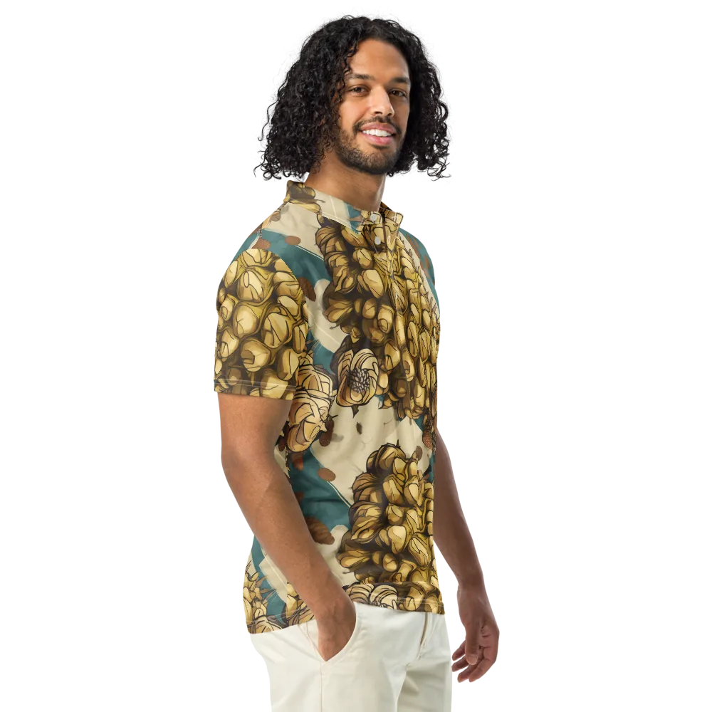 Golden Cone Garden on Men's Slim Fit Polo Shirt — Right Front