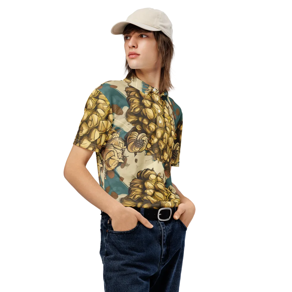 Golden Cone Garden on Men's Slim Fit Polo Shirt — Right Front