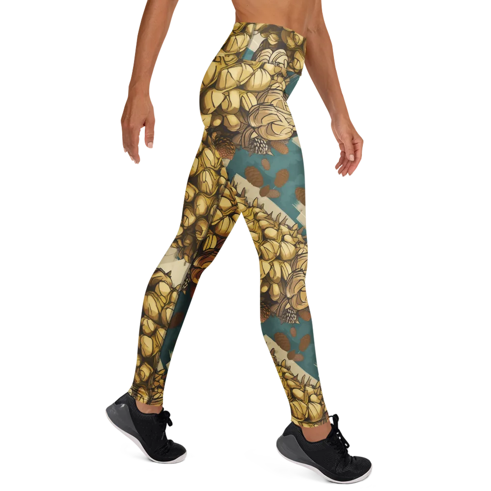 Golden Cone Garden on Yoga Leggings — Right