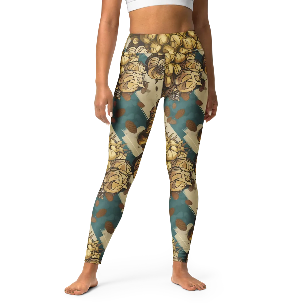 Golden Cone Garden on Yoga Leggings — Front