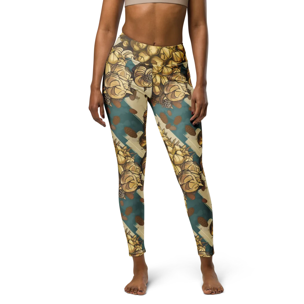 Golden Cone Garden on Yoga Leggings — Front