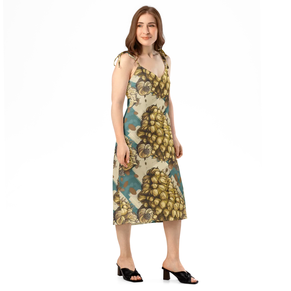 Golden Cone Garden on Slip Dress — Right Front
