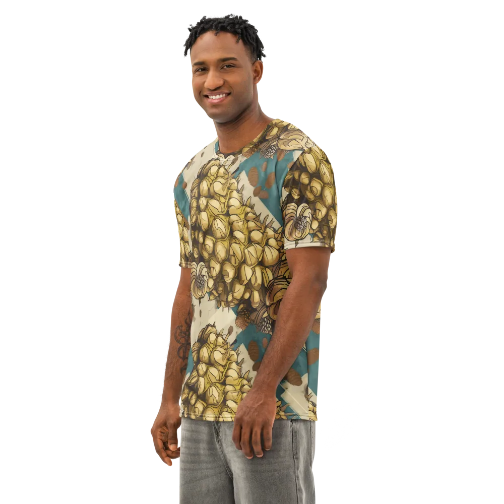 Golden Cone Garden on Men's Cotton Crew Neck T-Shirt — Left Front