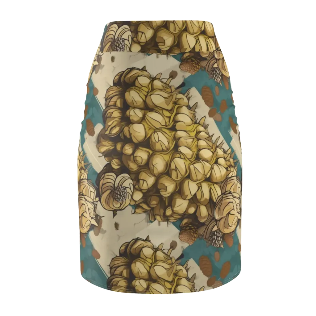Golden Cone Garden on Pencil Skirt — Back