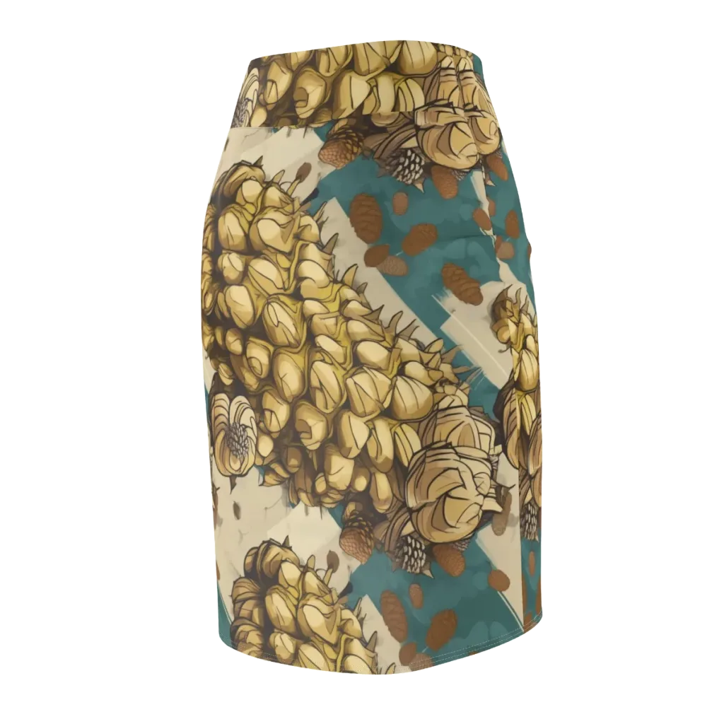 Golden Cone Garden on Pencil Skirt — Back Side