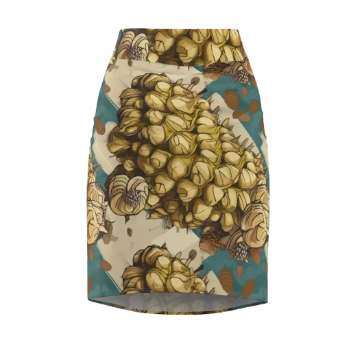 Golden Cone Garden on a Pencil Skirt